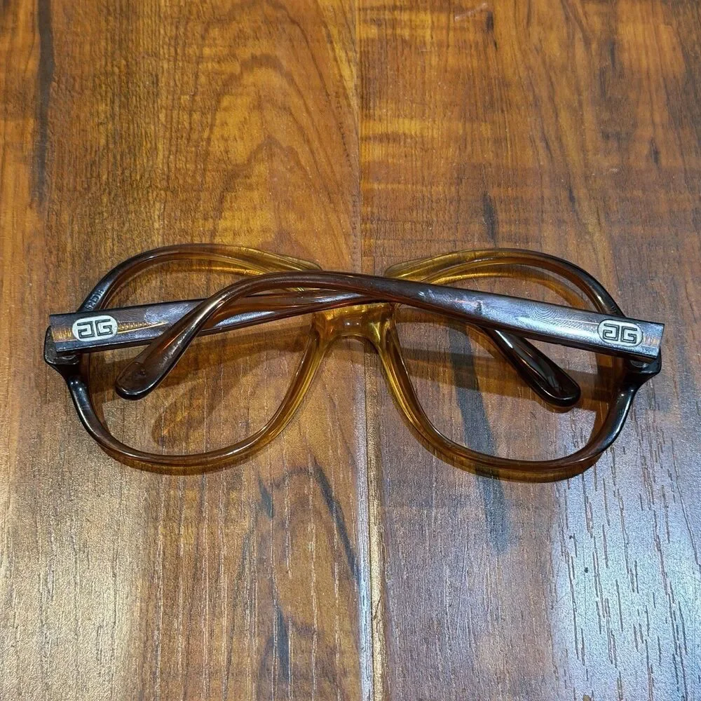 Rare Vintage Givenchy VI Unico Canada Optyl Amber Brown Eyeglass Frames Only